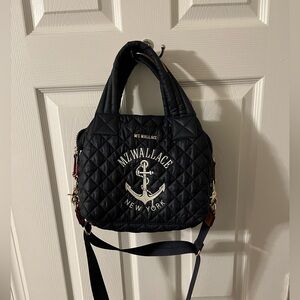 MZ Wallace Navy Quilted Crossbody Bag with Anchor Design